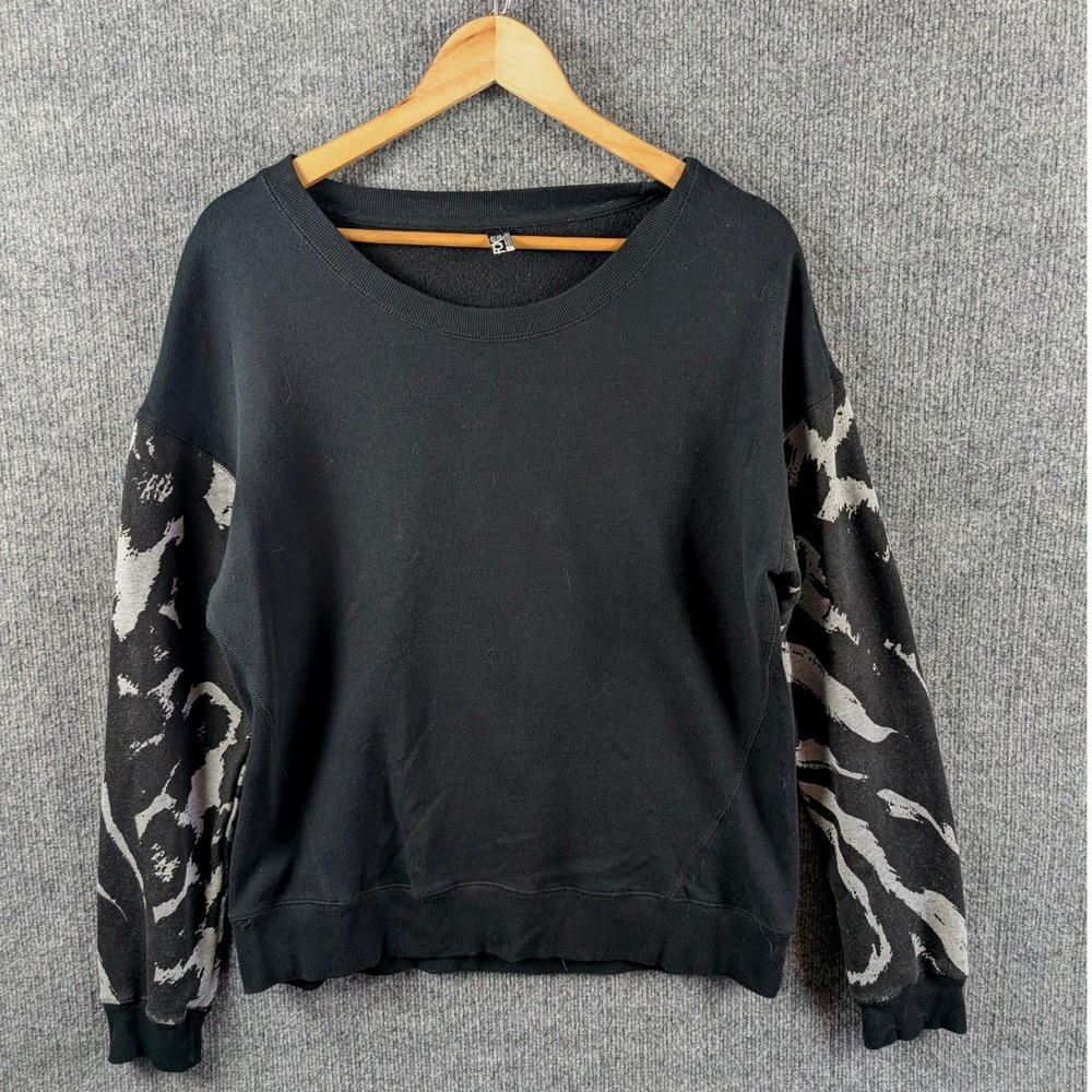 Fox Racing Womens L Pullover Sweatshirt Black Animal Print Sleeves
